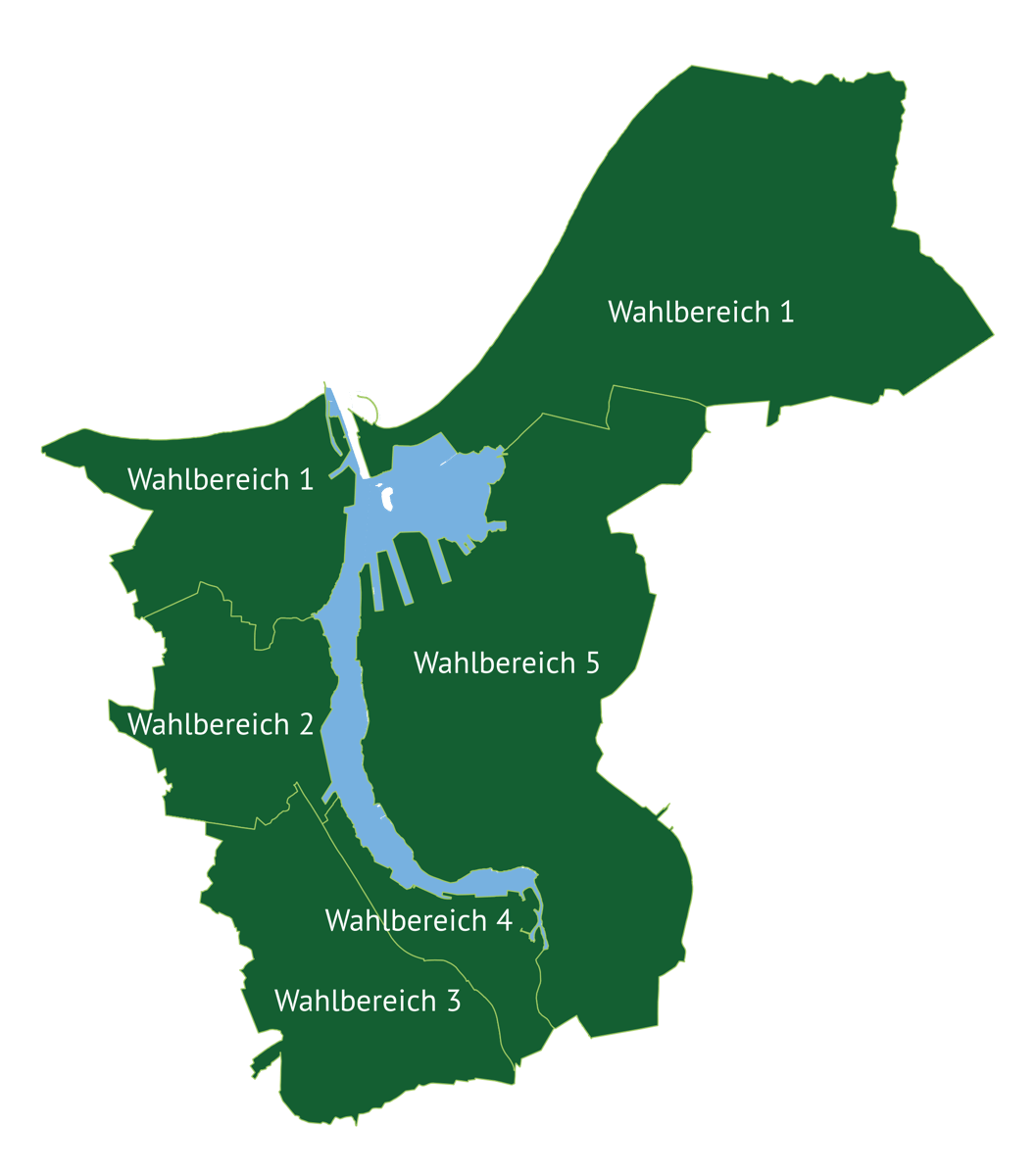 Karte der Rostocker Wahlbereiche