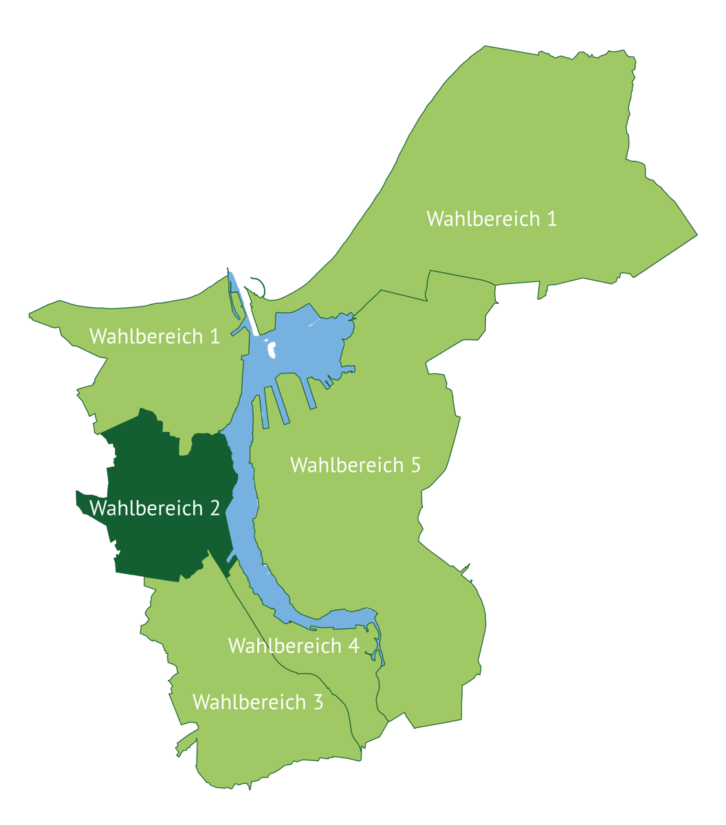 Karte der Rostocker Wahlbereiche - WB2