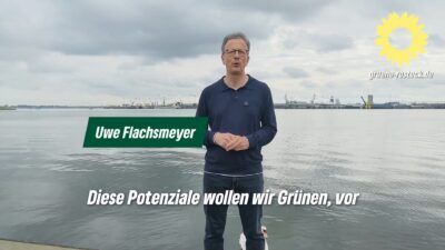 Screenshot aus dem Video mit Uwe Flachsmeyer zur weiteren Entwicklung des Hafens als Wirtschaftsstandort
