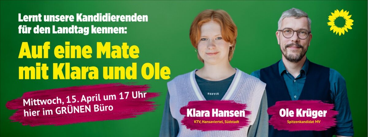 Banner zur Veranstaltung "Auf eine Mate mit Klara und Ole"